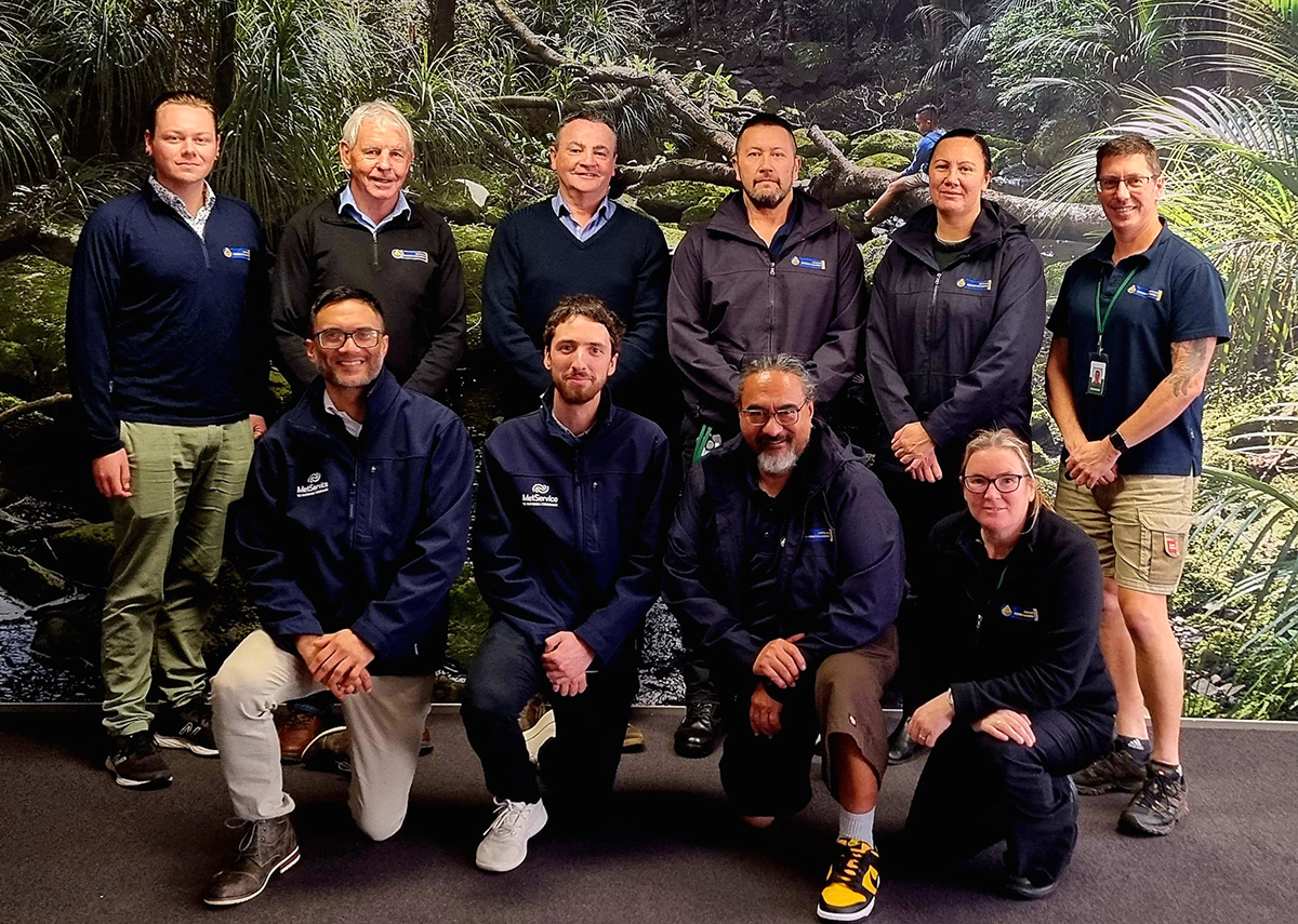 Civil Defence team with MetService meteorologists in the council chambers.