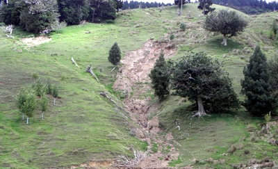 Erosion on hill country.