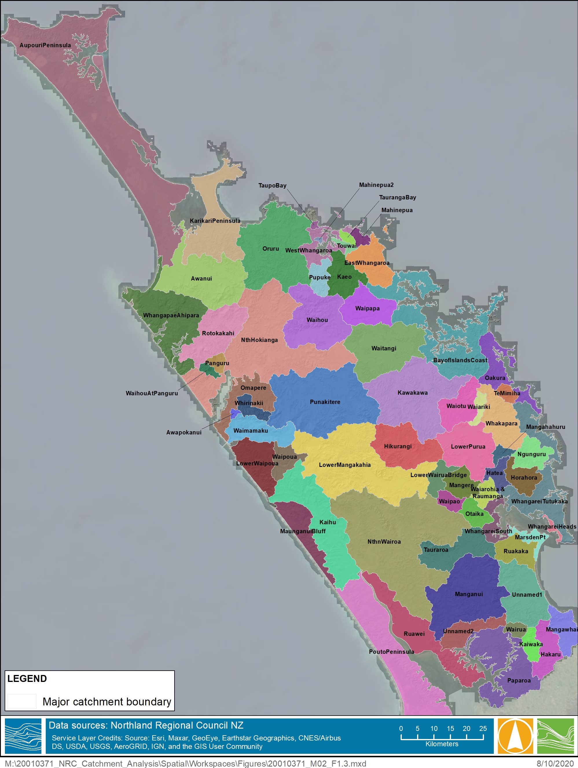 Map of Northland's catchments.
